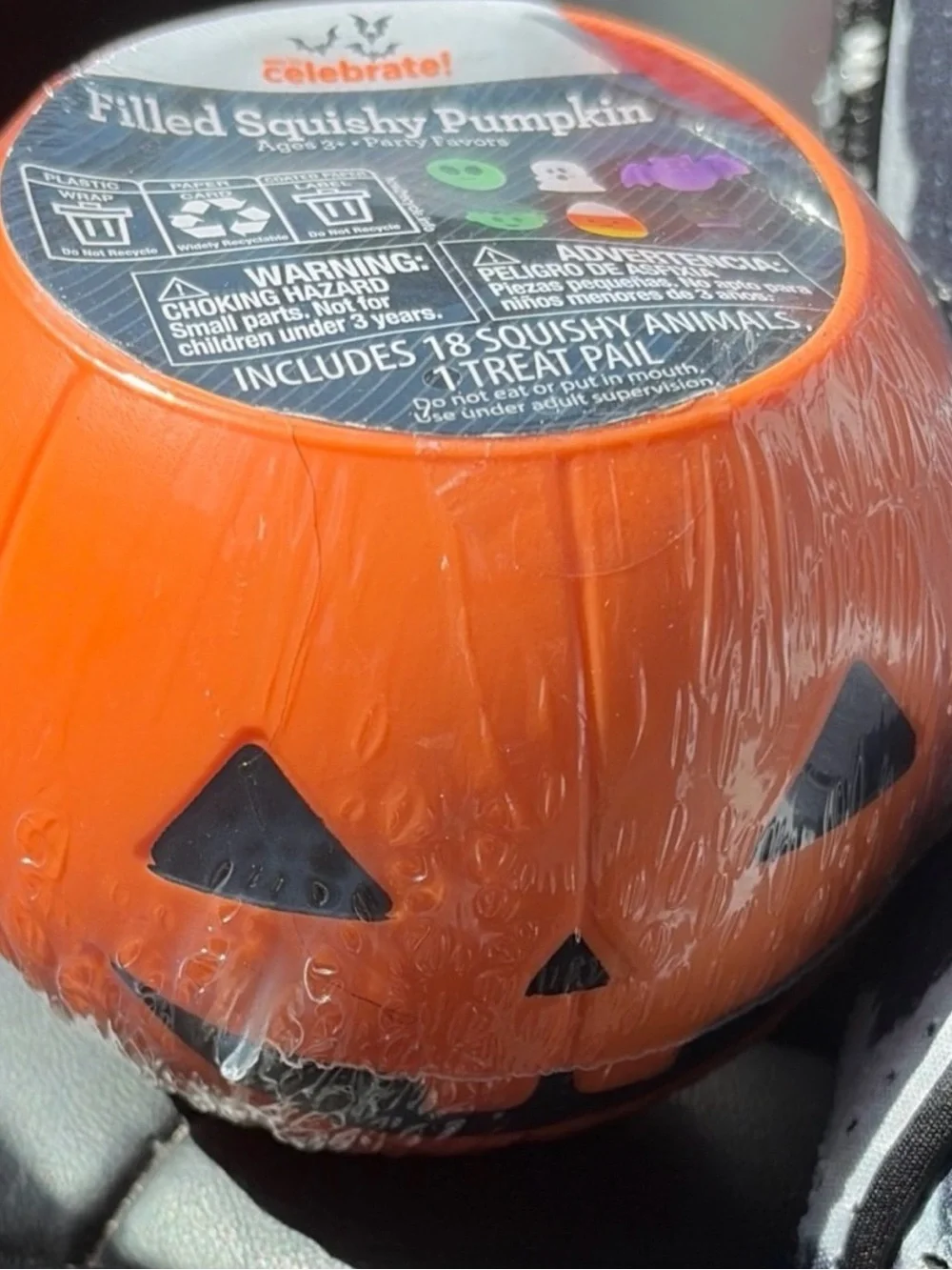 Orange Filled Squishy Pumpkin Treat Pail